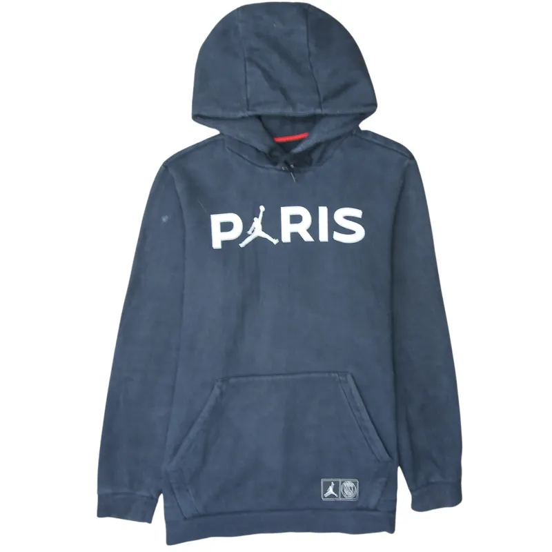 Jordan Navy Blue Hoodie Men’s Large Paris Jumpman Printed Logo Front Pocket Sweatshirt made by Jordan