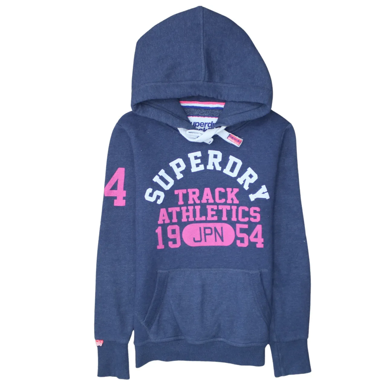 Super Dry 90's Spellout Pullover Hoodie Medium Navy Blue sold by Vintage Club