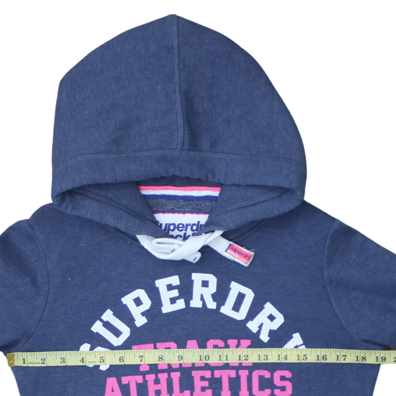 Super Dry 90's Spellout Pullover Hoodie Medium Navy Blue sold by Vintage Club product image thumbnail 5