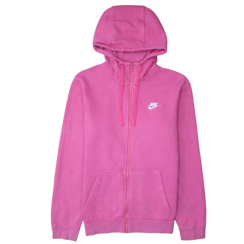 Nike Pink Full Zip Hoodie Men's Small Embroidered Swoosh Split Pocket Fleece Sweatshirt sold by Vintage Club