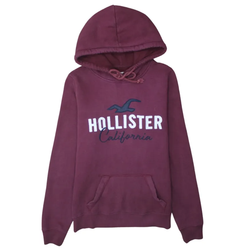 Hollister 90's Spellout Pullover Hoodie Small Burgundy Red sold by Vintage Club