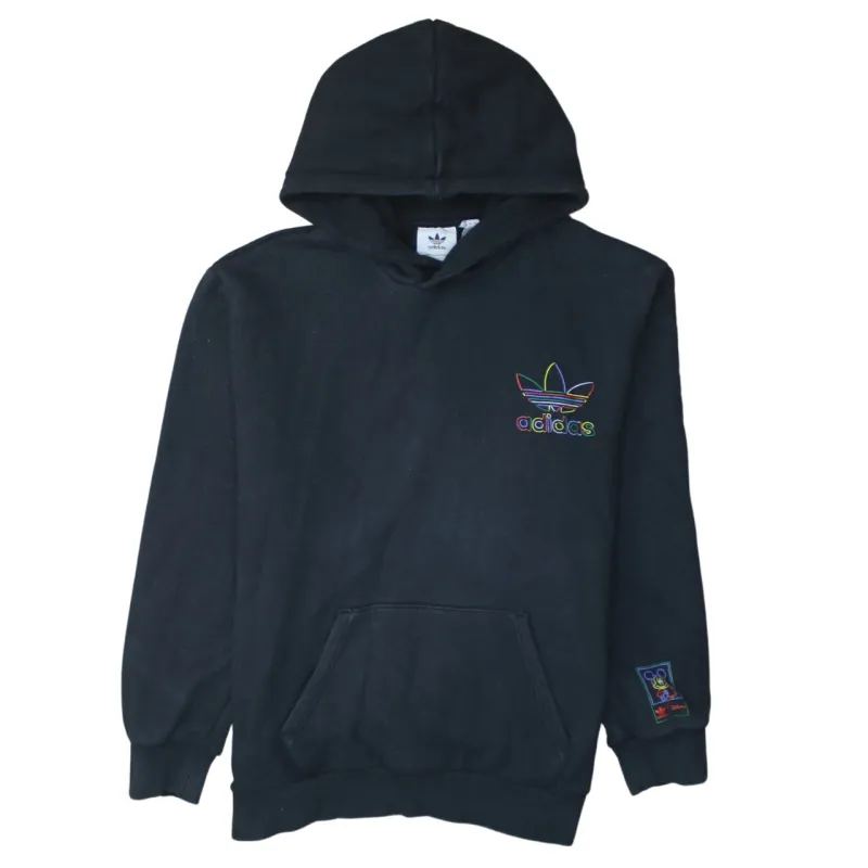 Adidas 90's Drawstring Pockets Pullover Hoodie Medium Black sold by Vintage Club