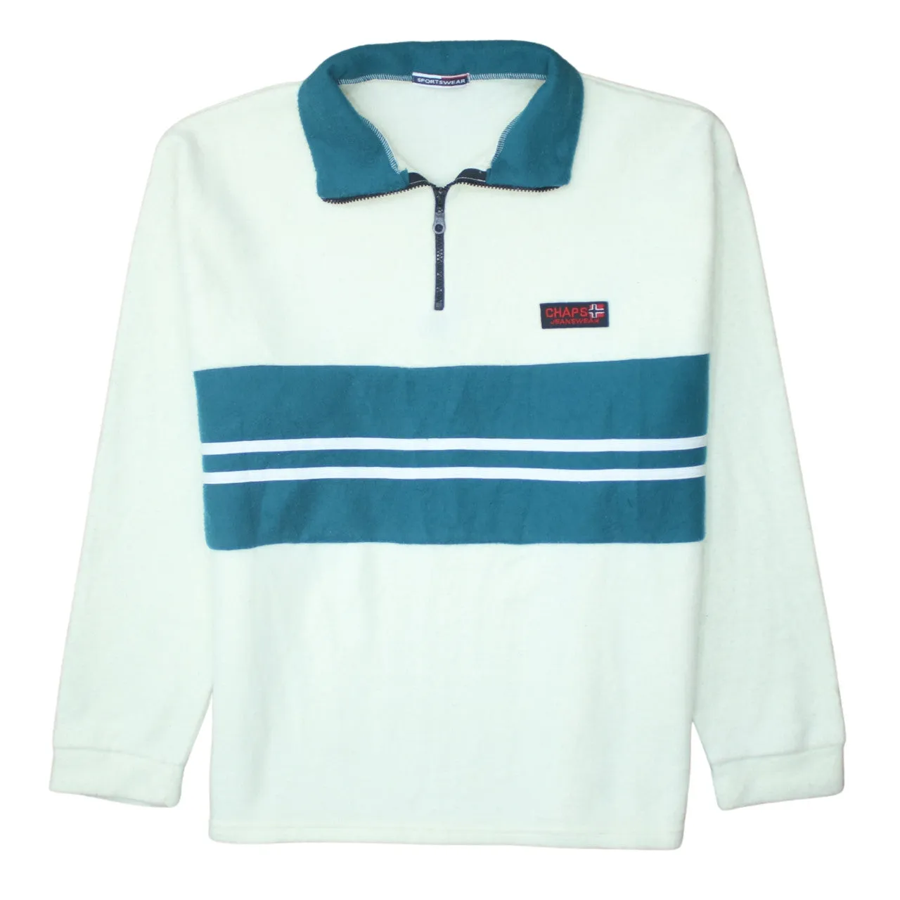 Chaps 90's Lightweight Quarter Zip Sweatshirt Large Beige Cream sold by Vintage Club