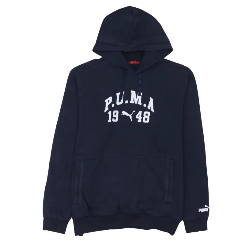 Puma 90's Spellout Pullover Hoodie Large Navy Blue sold by Vintage Club