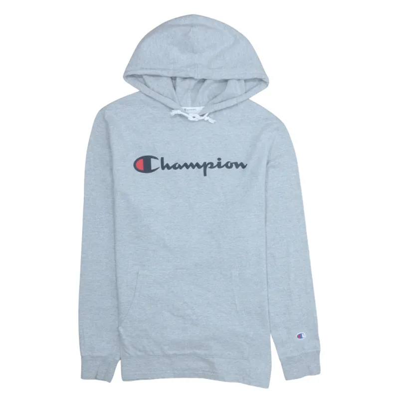 Champion 90's Spellout Pullover Hoodie Large Grey sold by Vintage Club