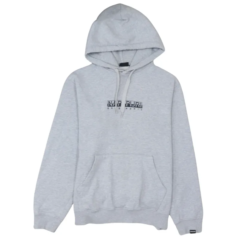 Napapijri 90's Spellout Pullover Hoodie Small Grey sold by Vintage Club