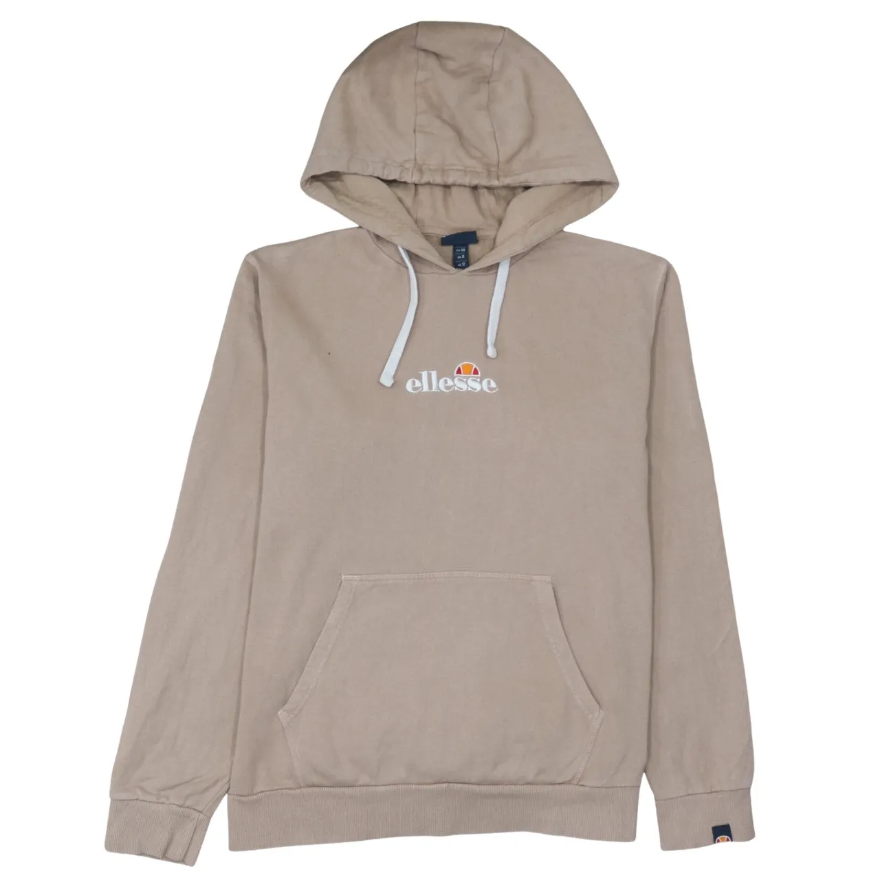Ellesse Beige Cream Hoodie Women’s Large Embroidered Chest Logo Front Pocket Pullover Sweatshirt sold by Vintage Club