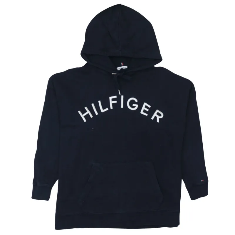 Tommy Hilfiger Navy Blue Hoodie Men's XSmall Embroidered Hilfiger Logo Front Pocket Pullover Sweatshirt made by Tommy Hilfiger