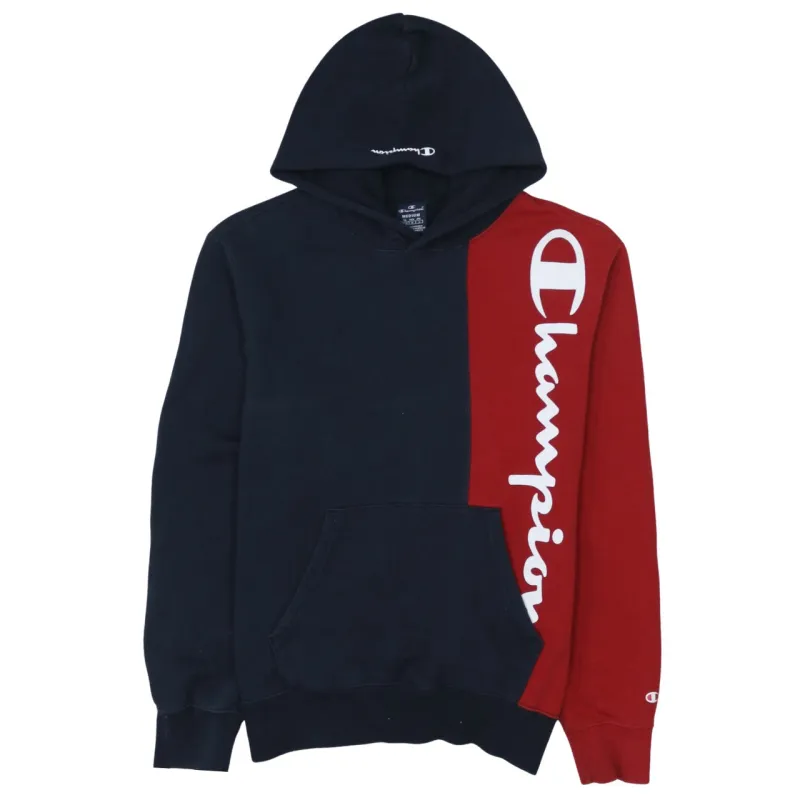Champion 90's Spellout Pullover Hoodie Medium Navy Blue sold by Vintage Club