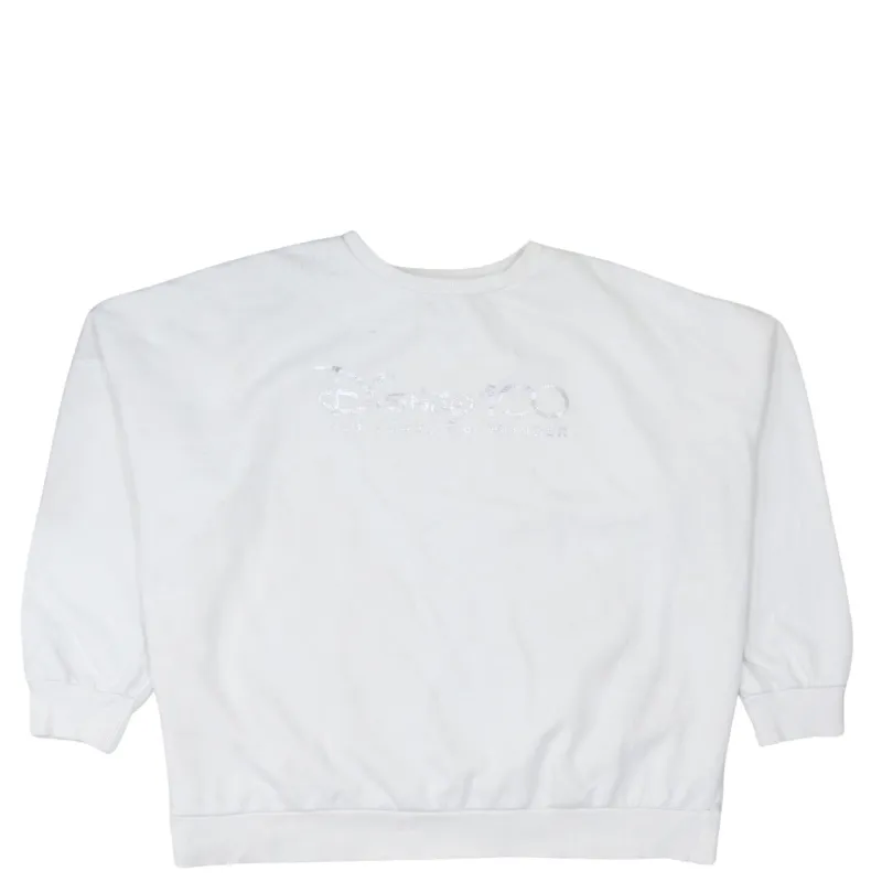 Disney 90's Spellout Crew Neck Sweatshirt XXLarge (2XL) Beige Cream sold by Vintage Club