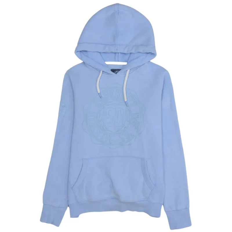 Super Dry 90's Drawstring Pockets Pullover Hoodie Medium  Blue sold by Vintage Club