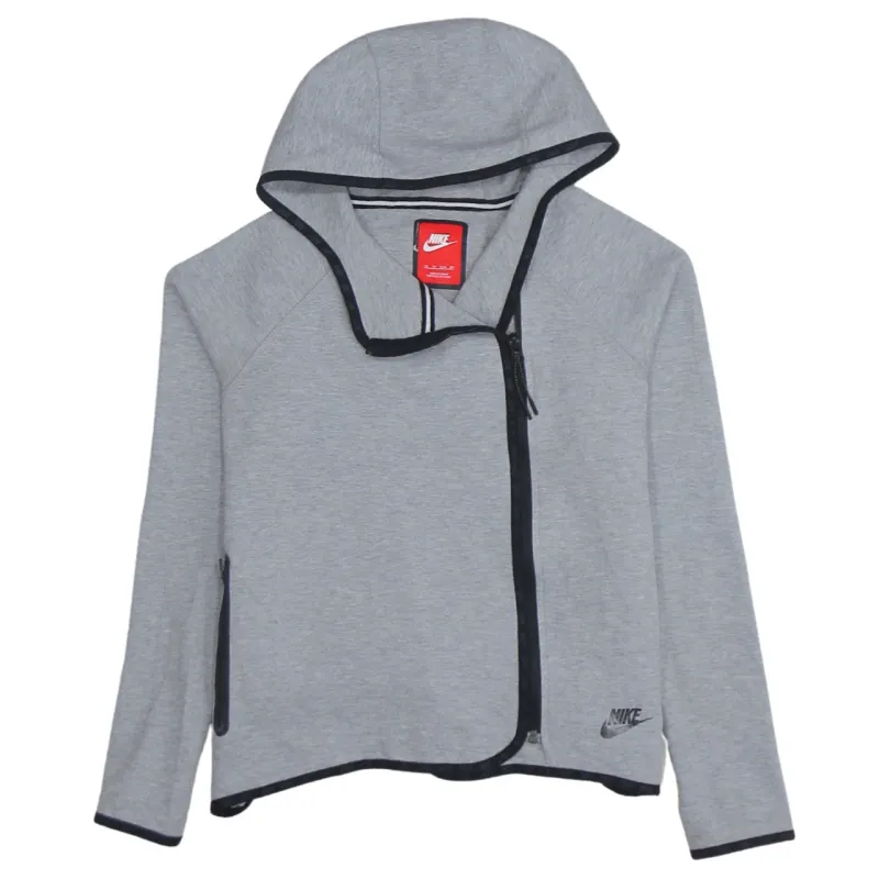 Nike Grey Asymmetric Zip Hoodie Men’s XSmall Embroidered Logo Zip Pockets Casual Sweatshirt sold by Vintage Club