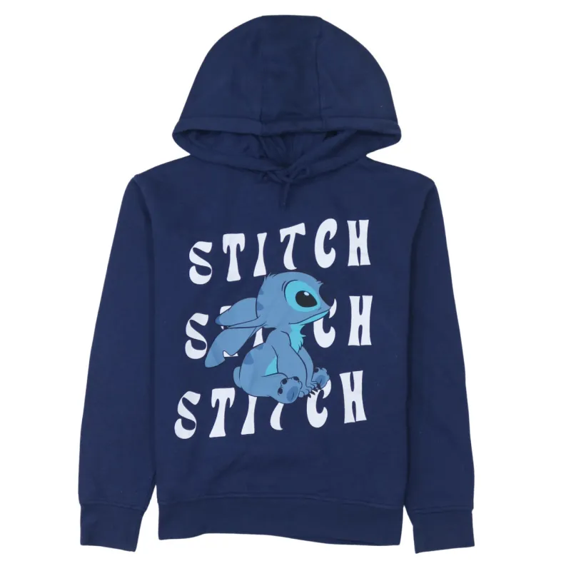 Disney Navy Blue Hoodie Women’s XXSmall Printed Stitch Graphic Pullover Hooded Sweatshirt made by Disney