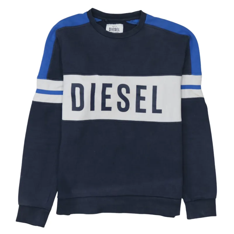Diesel 90's Spellout Crew Neck Sweatshirt Large Navy Blue made by Diesel