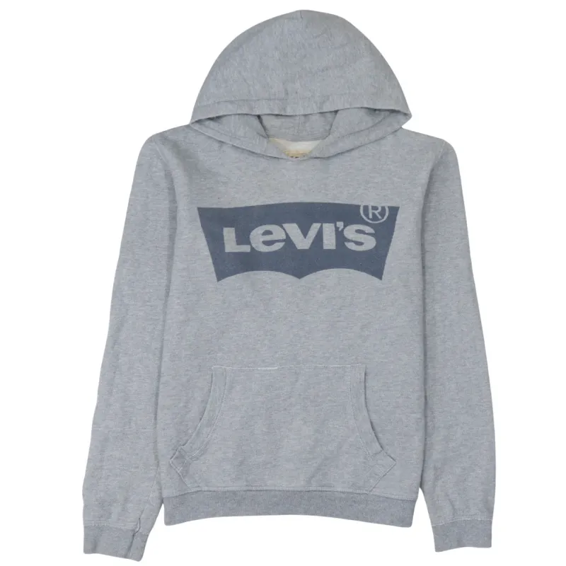 Levi's Grey Hoodie Men's Small Printed Batwing Logo Front Pouch Pullover Sweatshirt made by Levi's