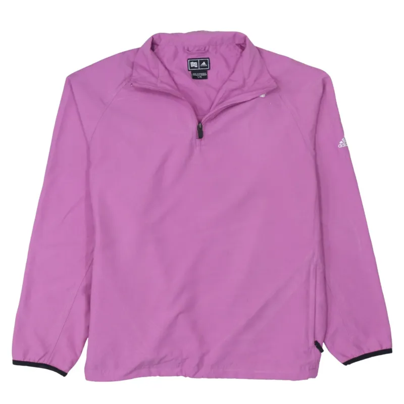 Adidas Pink Windbreaker Jacket Women’s Large Half Zip Embroidered Sleeve Logo Lightweight Pullover made by Adidas