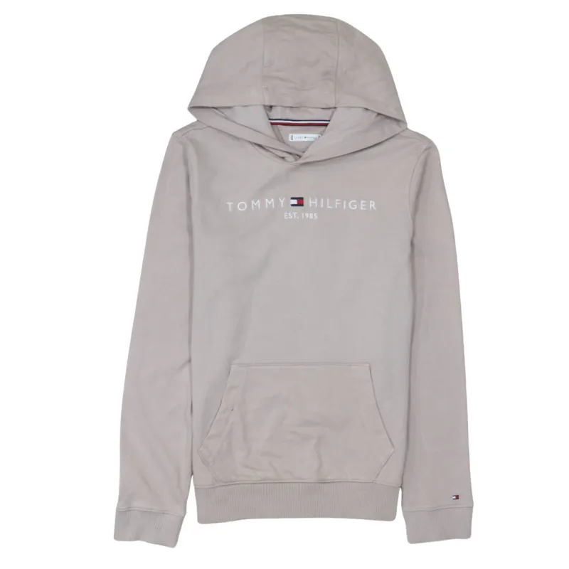 Tommy Hilfiger 90's Spellout Pullover Hoodie Small Beige Cream sold by Vintage Club