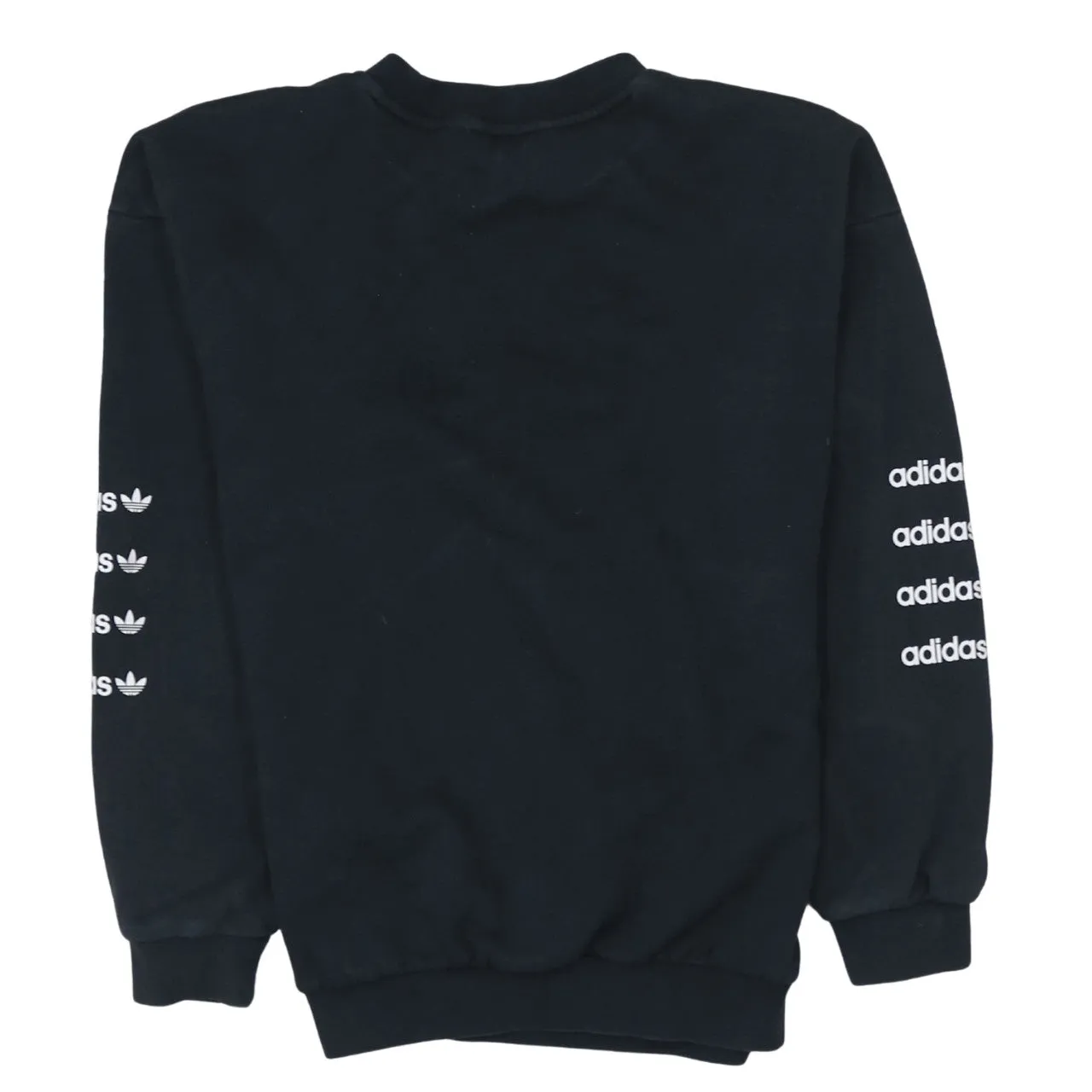Adidas Black Sweatshirt Men's Small Printed Logo Sleeve Branding Pullover Fleece Top sold by Vintage Club product image thumbnail 2