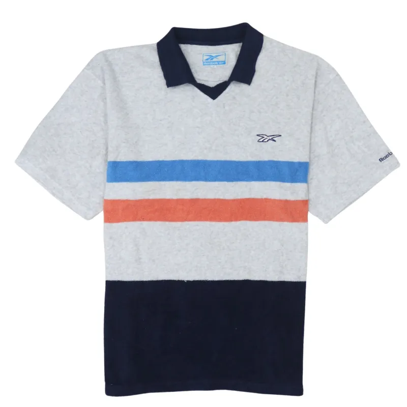 Reebok 90's Short Sleeves V Neck T Shirt Large Grey made by Reebok