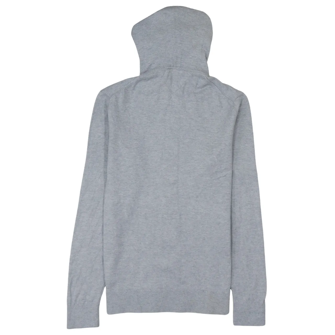 Tommy Hilfiger Grey Zip Hoodie Women’s Large Drawstring Hood Minimal Logo Casual Top sold by Vintage Club product image thumbnail 2