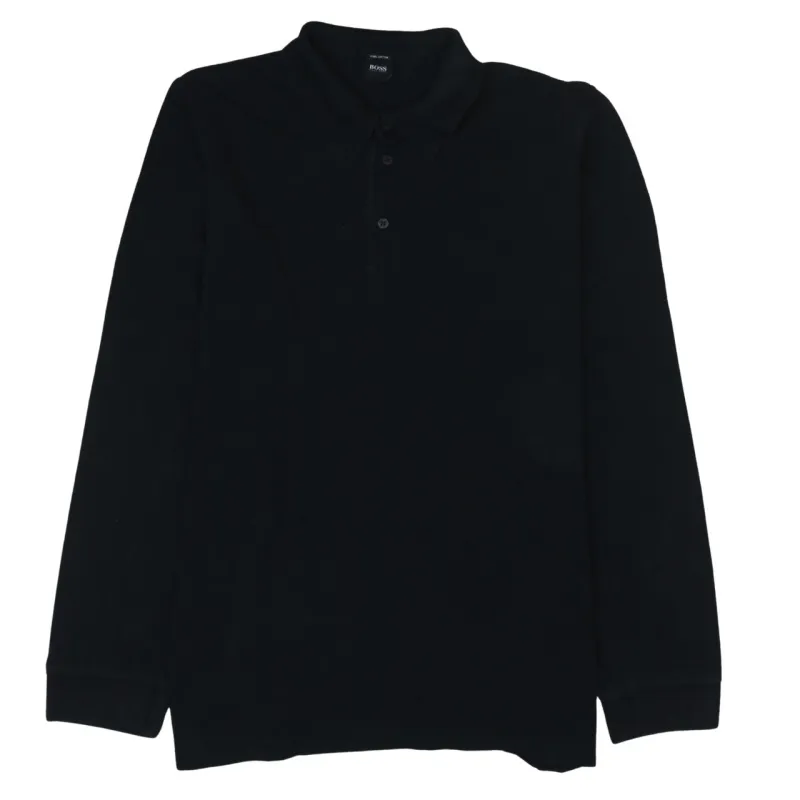 HUGO BOSS 90's Long Sleeve Quarter Button Polo Shirt XXXLarge (3XL) Black sold by Vintage Club