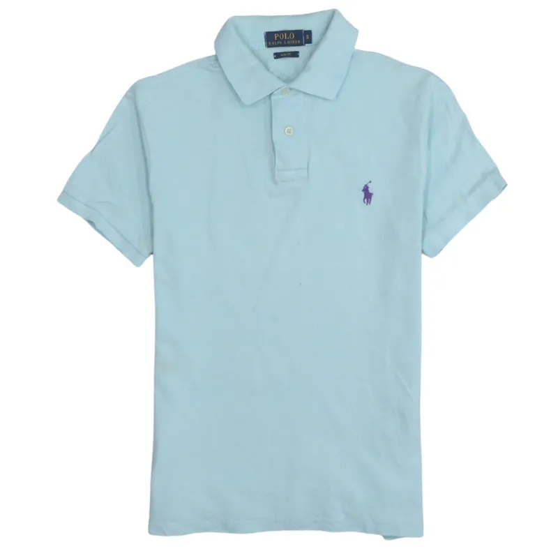 Polo Ralph Lauren 90's Short Sleeves Quarter Button Polo Shirt Small Blue sold by Vintage Club