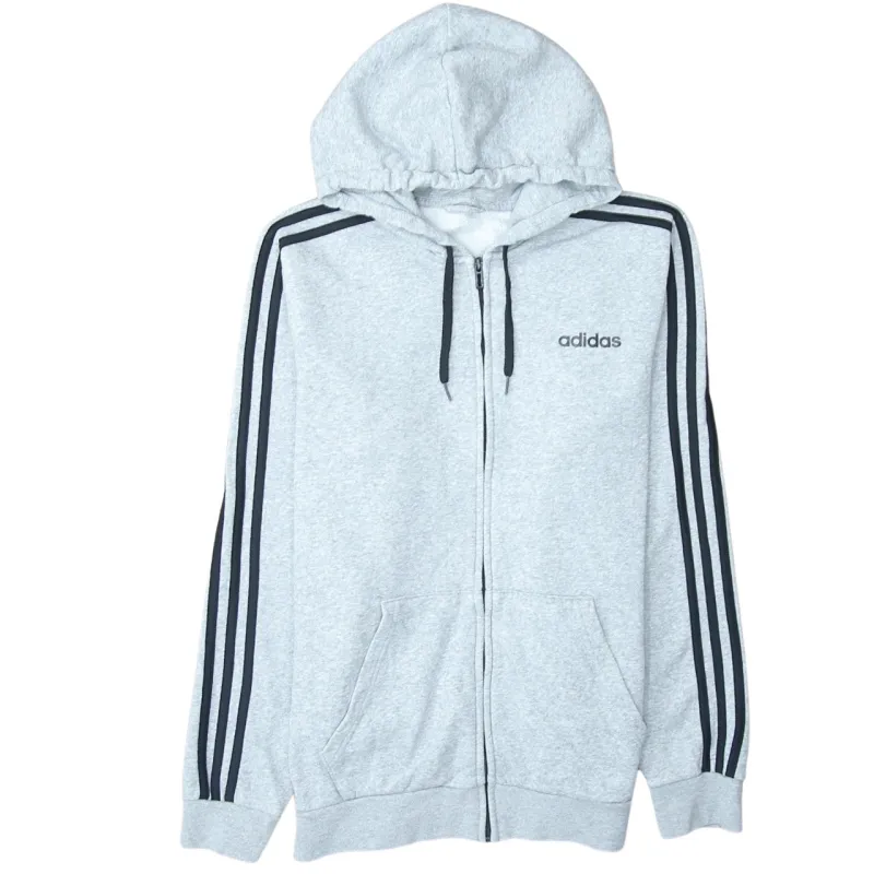 Adidas 90's Striped Sleeve Full Zip Up Hoodie Small  Grey sold by Vintage Club