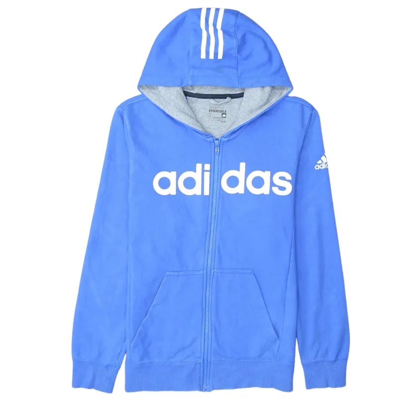 Adidas 90's Spellout Full Zip Up Hoodie Small Blue sold by Vintage Club