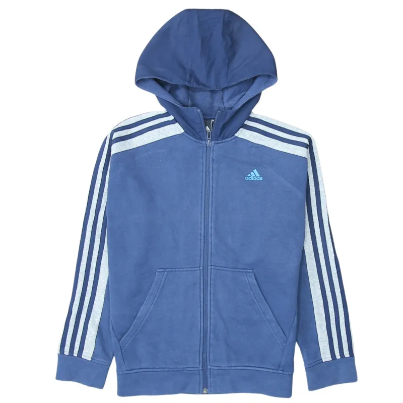 Adidas 90's Striped Sleeve Full Zip Up Hoodie Small  Navy Blue sold by Vintage Club