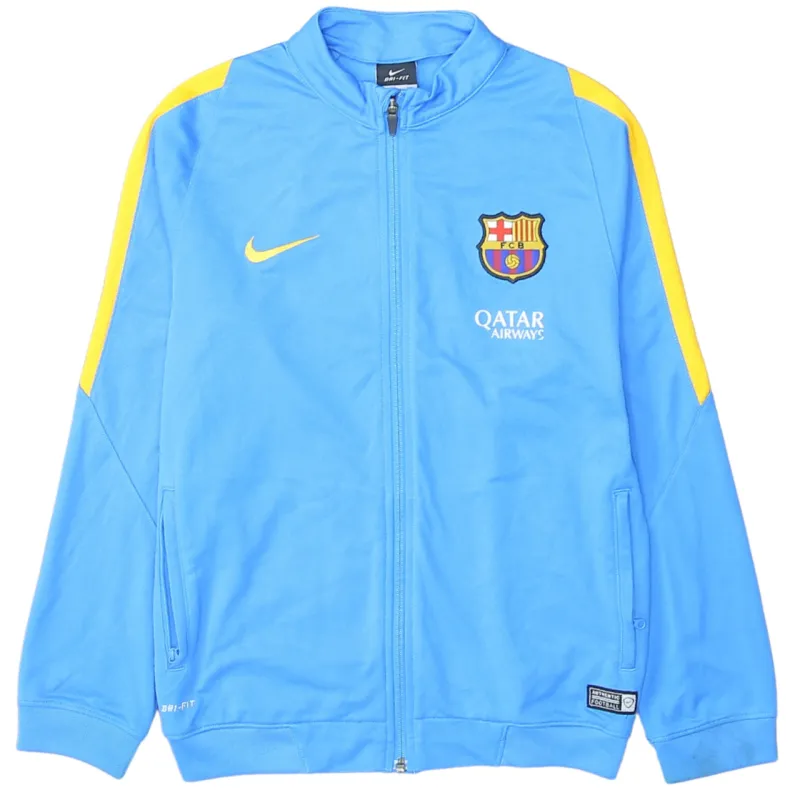 Nike Blue Track Jacket Women’s Large Barcelona FCB Qatar Airways Printed Badge Football Top made by Nike