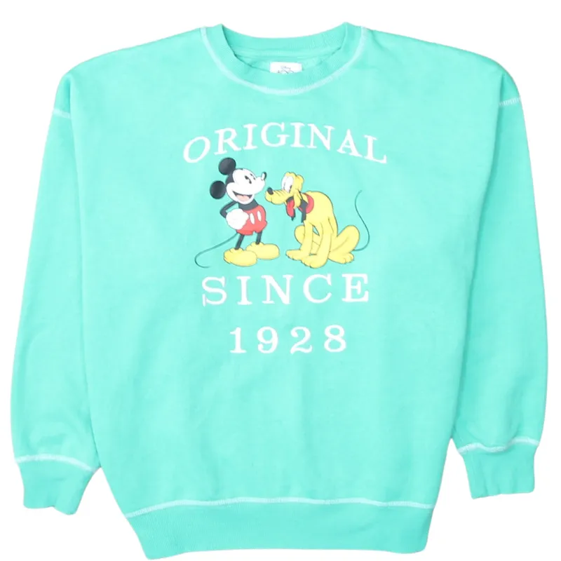 Disney 90's Mickey Mouse & Pluto Crew Neck Sweatshirt XSmall Green sold by Vintage Club