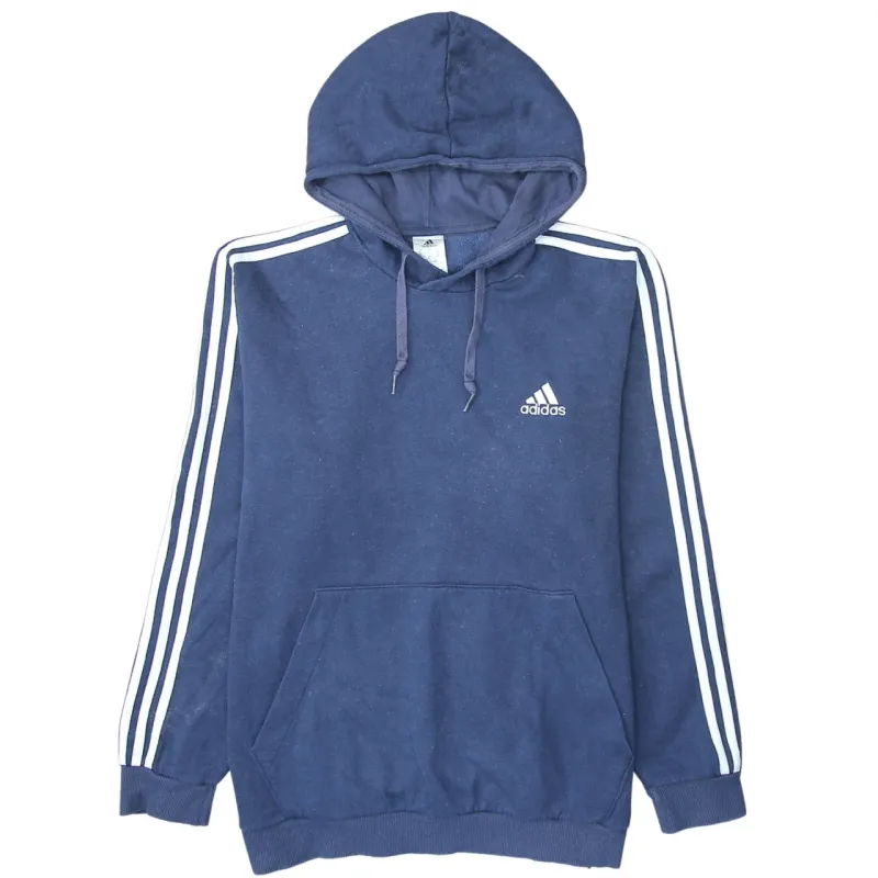Adidas 90's Striped Sleeve Pullover Hoodie XLarge Navy Blue sold by Vintage Club