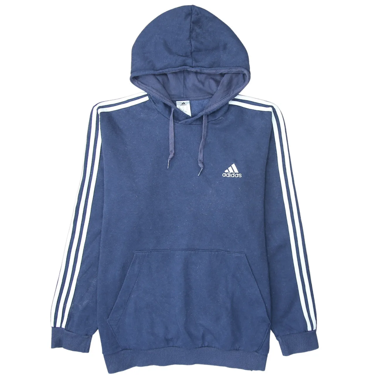 Adidas 90's Striped Sleeve Pullover Hoodie XLarge Navy Blue sold by Vintage Club