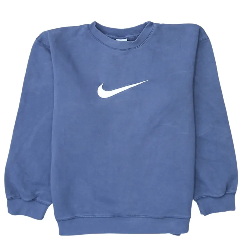 Nike Navy Blue Sweatshirt Men’s XLarge Printed Swoosh Logo Crewneck Pullover Fleece Top made by Nike