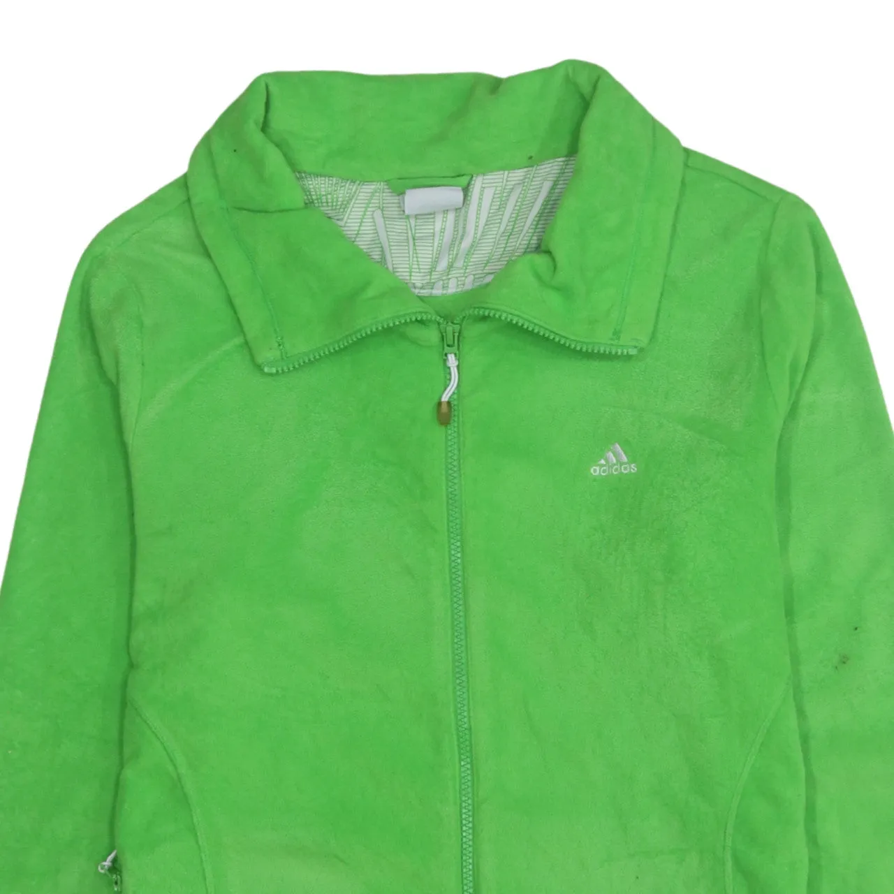 Adidas Bright Green Fleece Jacket Women's Large Embroidered Logo Zip Pockets Casual Top sold by Vintage Club product image thumbnail 3