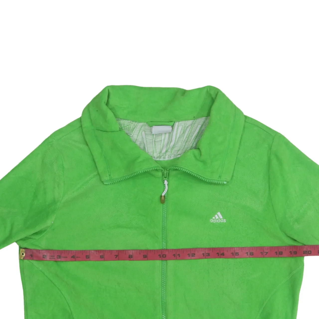 Adidas Bright Green Fleece Jacket Women's Large Embroidered Logo Zip Pockets Casual Top sold by Vintage Club product image thumbnail 5