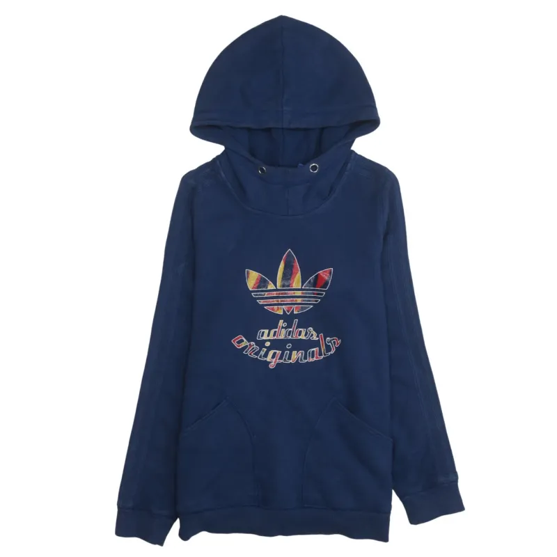 Adidas 90's Spellout Pullover Hoodie Medium Navy Blue sold by Vintage Club