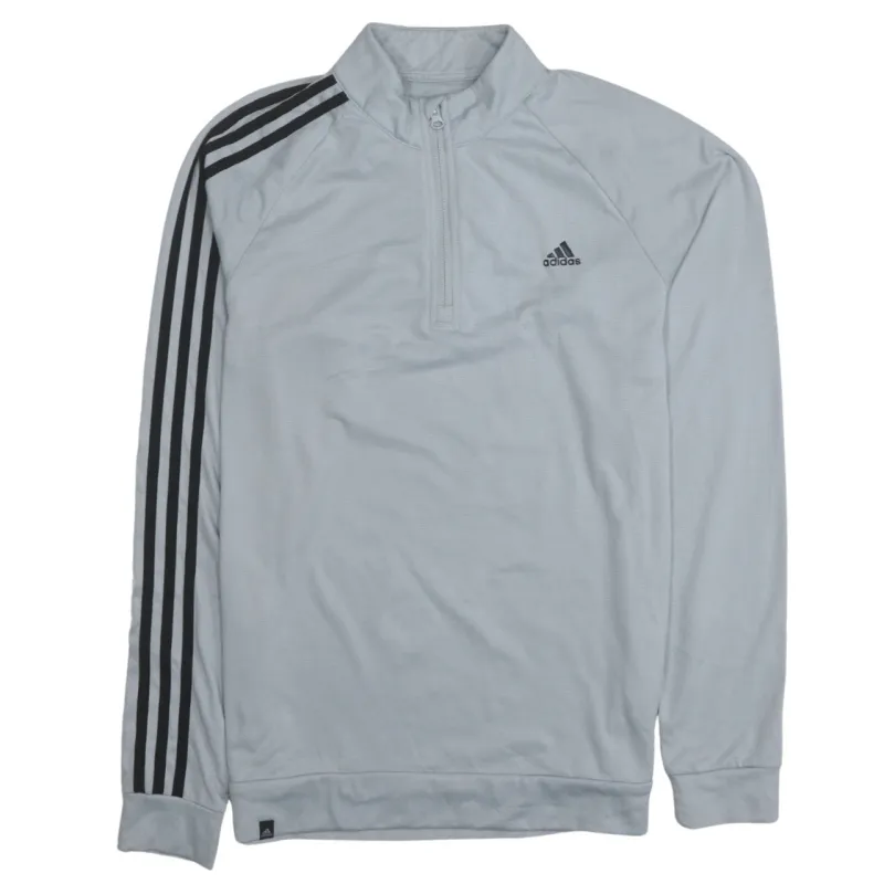 Adidas 90's Striped Sleeve Quarter Zip Sweatshirt Small Grey sold by Vintage Club