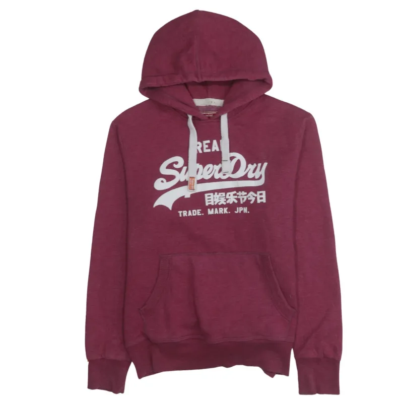 Super Dry 90's Spellout Pullover Hoodie XLarge Burgundy Red made by Superdry