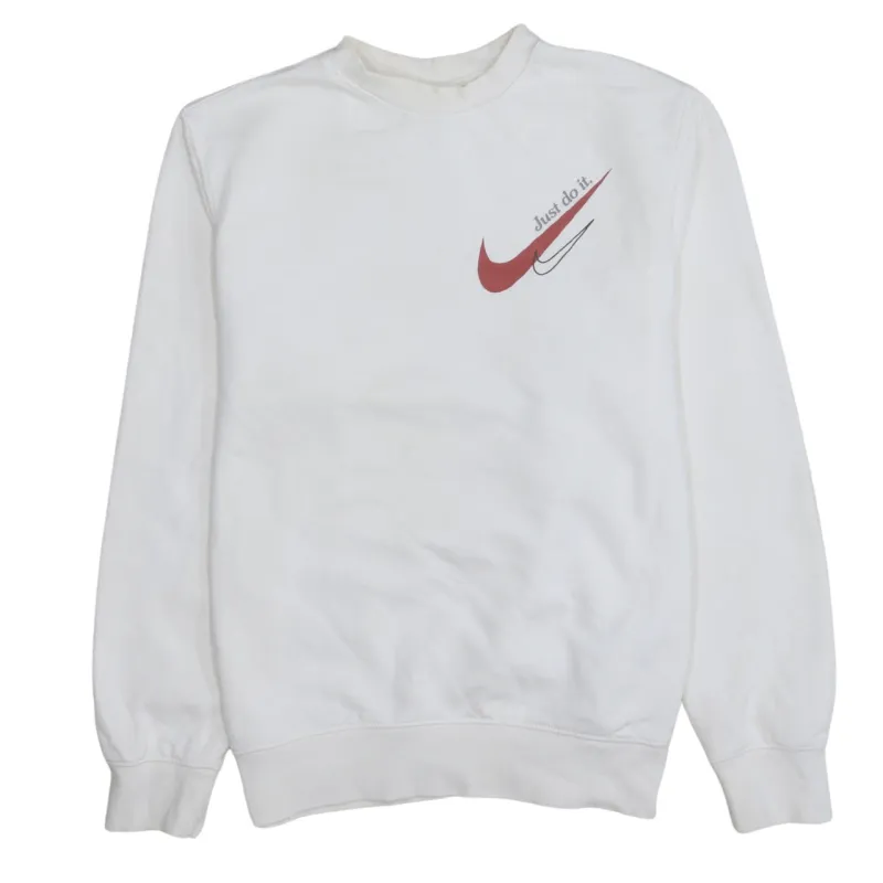 Nike Off White Sweatshirt Men's Small Printed Just Do It Swoosh Logo Crewneck Pullover made by Nike