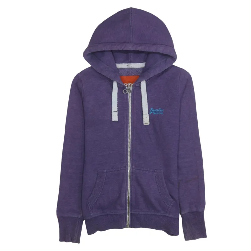 Super Dry 90's Drawstring Pockets Full Zip Up Hoodie Small Purple sold by Vintage Club