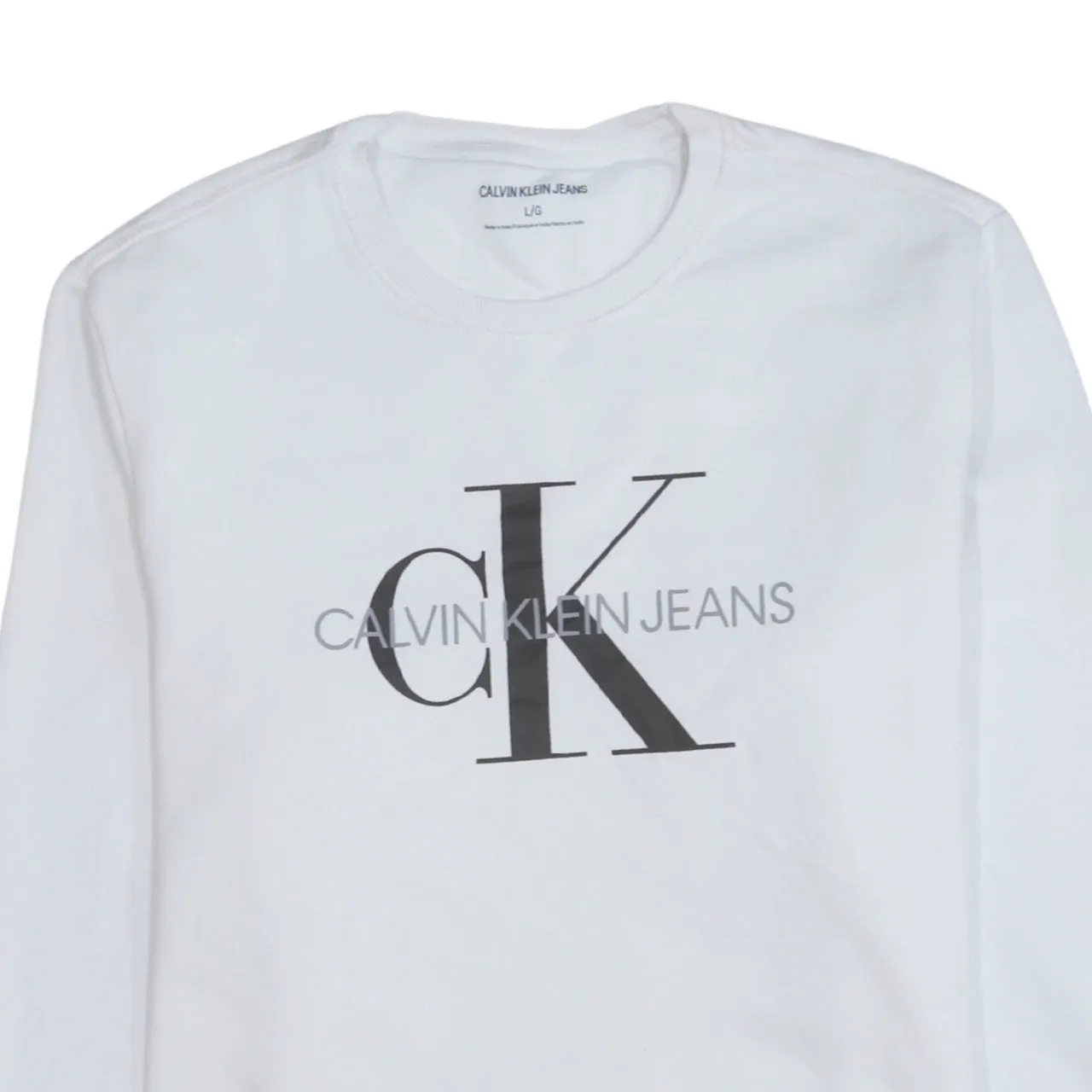 Calvin Klein 90's Spellout Crew Neck Sweatshirt Large White sold by Vintage Club product image thumbnail 3