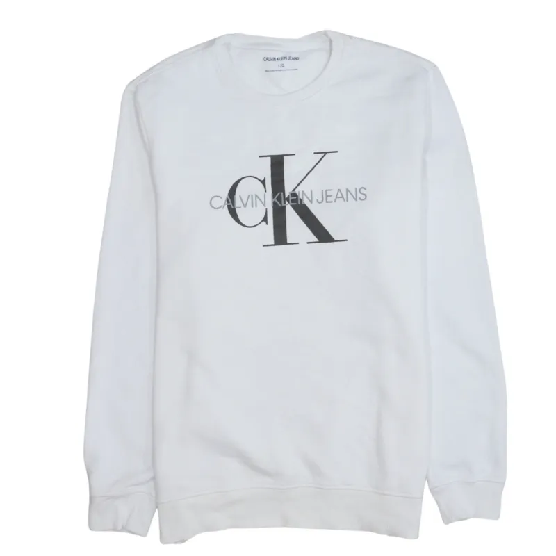 Calvin Klein 90's Spellout Crew Neck Sweatshirt Large White sold by Vintage Club