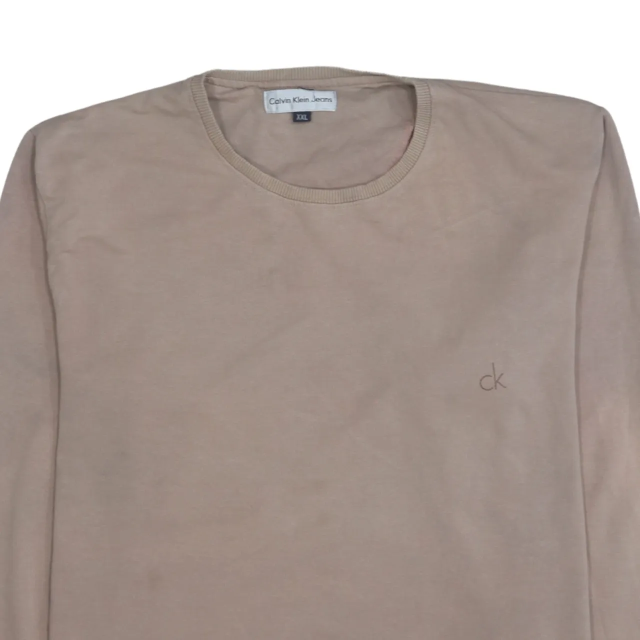Calvin Klein 90's Plain Crew Neck Sweatshirt XXLarge (2XL) Beige Cream sold by Vintage Club product image thumbnail 3