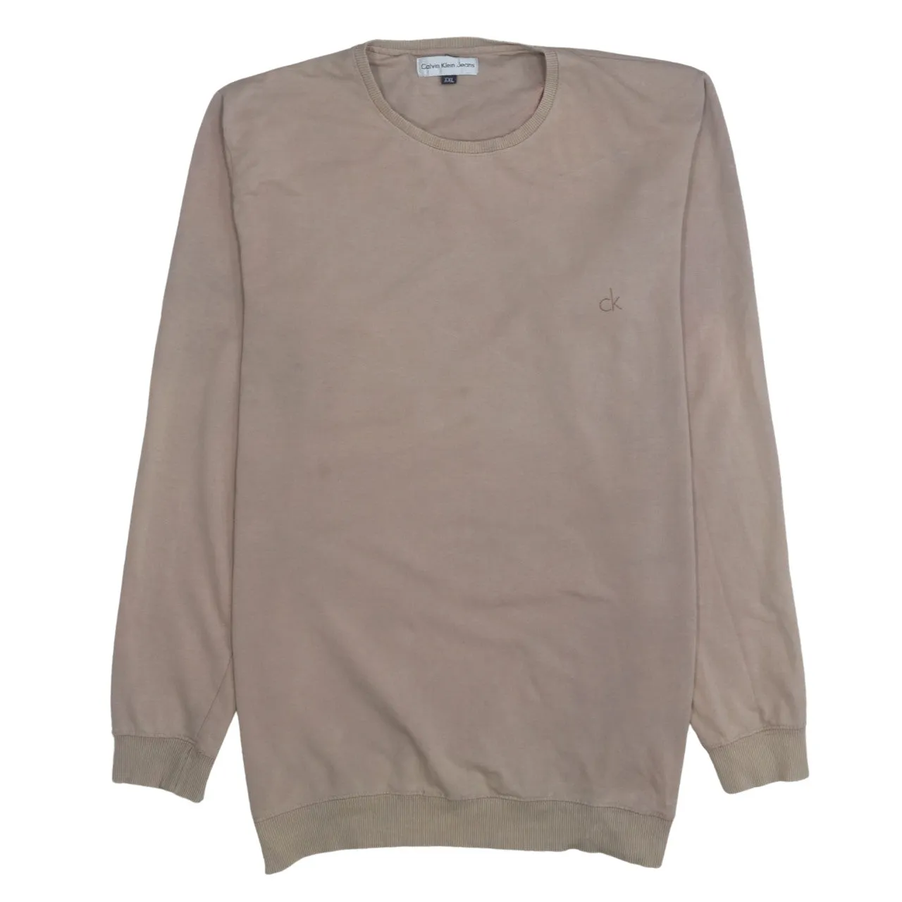 Calvin Klein 90's Plain Crew Neck Sweatshirt XXLarge (2XL) Beige Cream sold by Vintage Club
