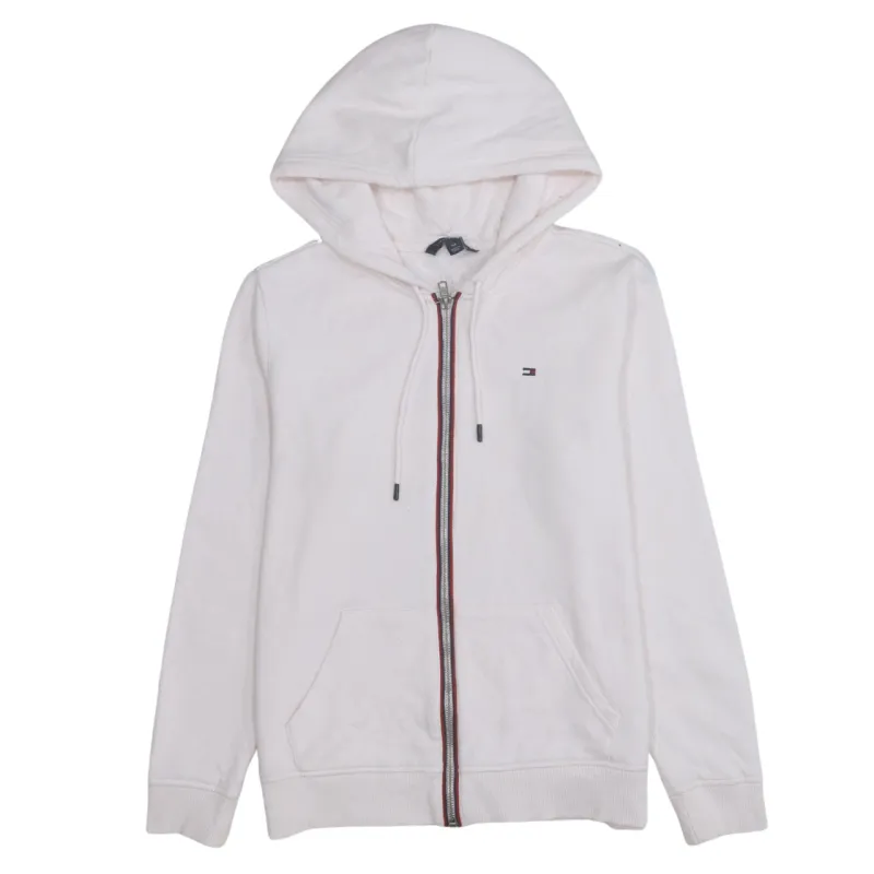 Tommy Hilfiger 90's Drawstring Pockets Full Zip Up Hoodie Small Pink made by Tommy Hilfiger