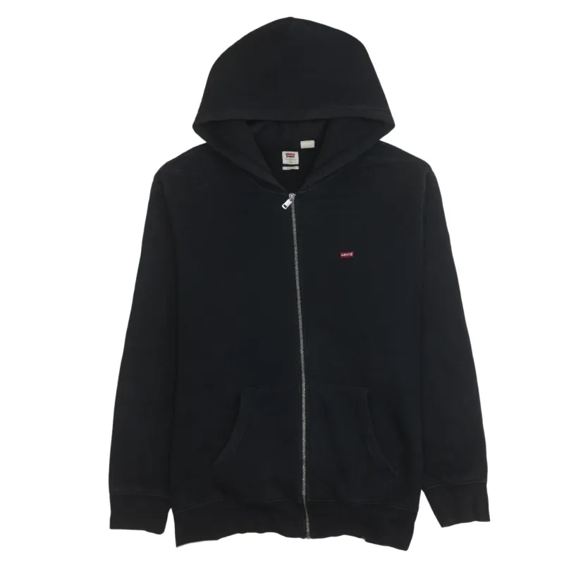 Levi's 90's Drawstring Pockets Full Zip Up Hoodie XLarge Black made by Levi's