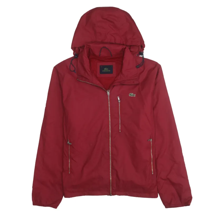 Lacoste 90's Hooded Full Zip Up Windbreaker Medium Red made by Lacoste
