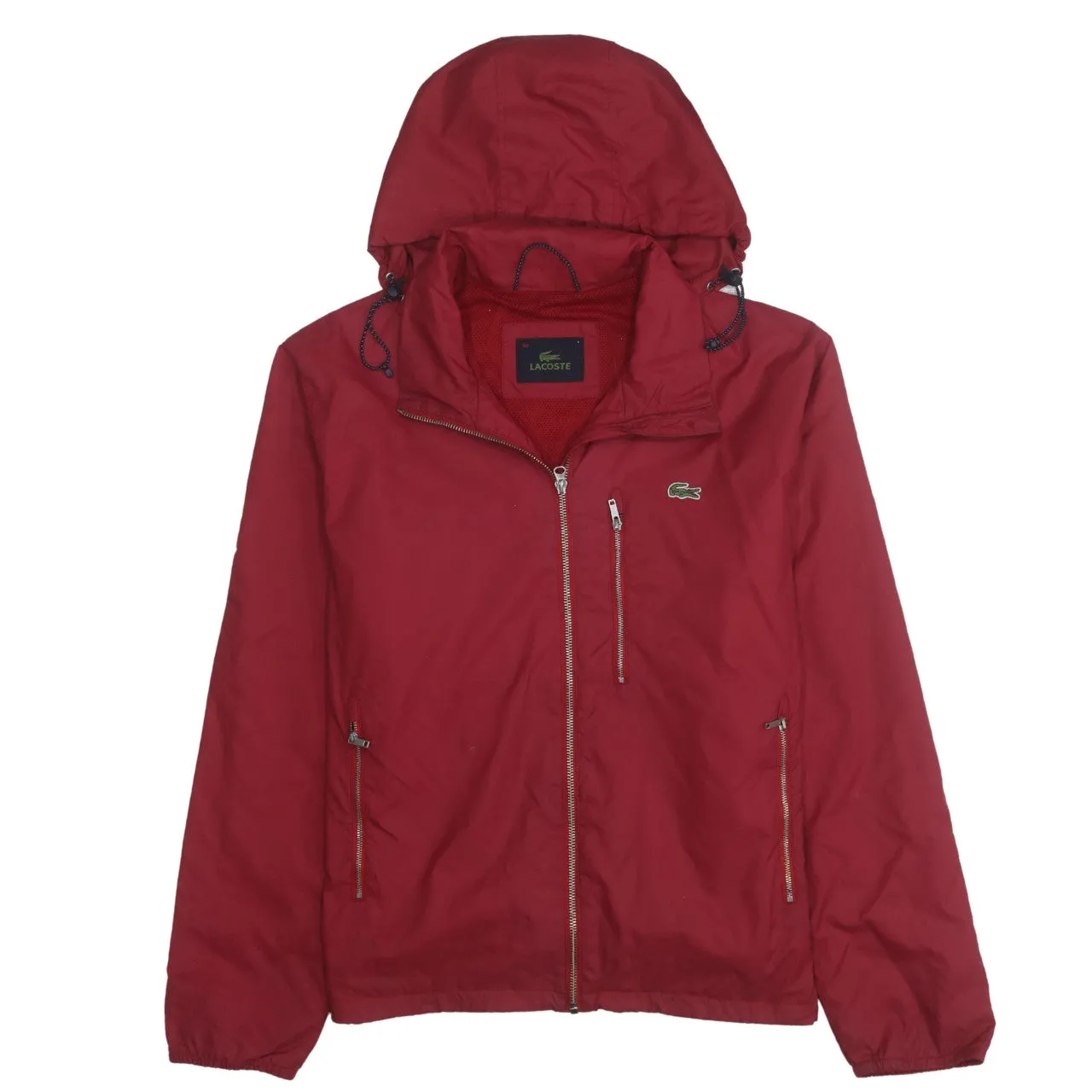 Lacoste 90's Hooded Full Zip Up Windbreaker Medium Red sold by Vintage Club