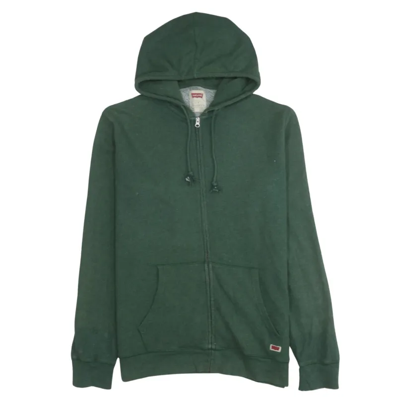 Levi's 90's Plain Full Zip Up Hoodie Large Green made by Levi's